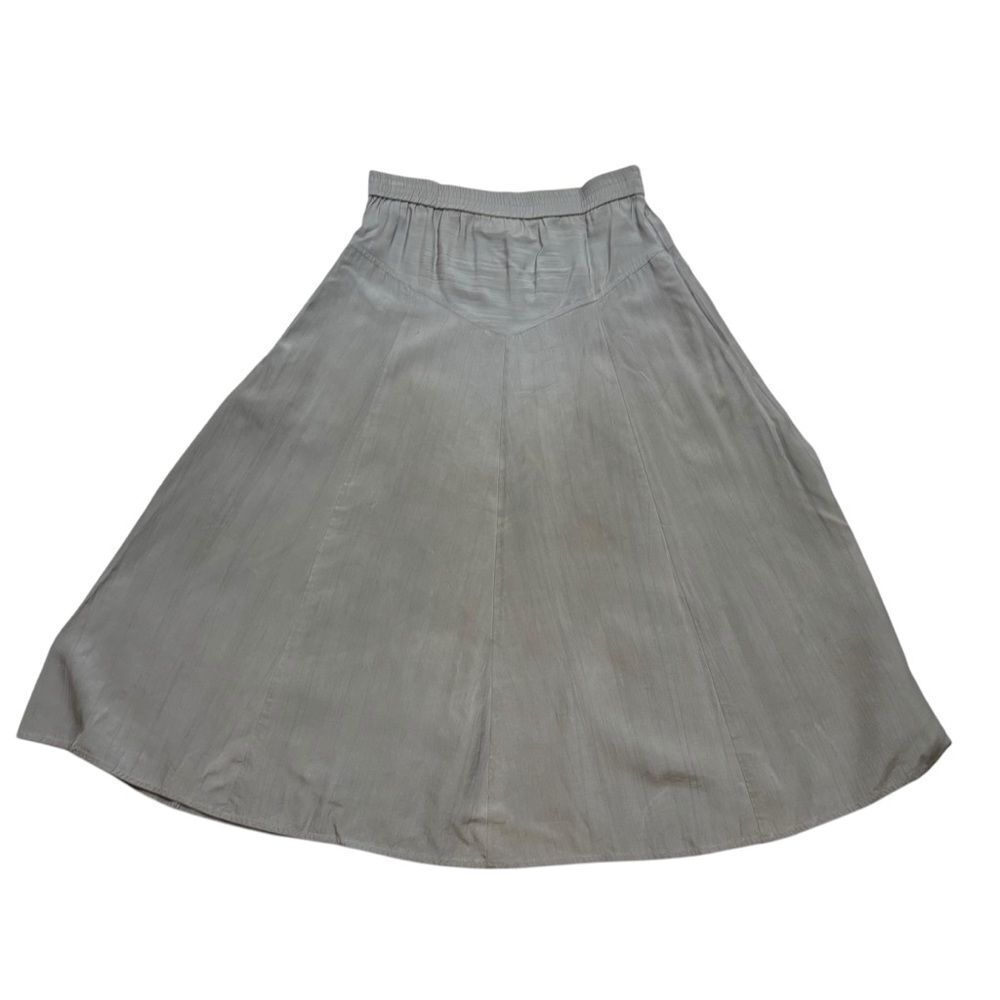 Vintage Ladies Easy Silk Grey 100% Silk Midi Skirt‎ Size Small